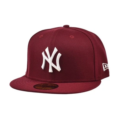 New Era MLB Basic New York Yankees 59FiftyMen's Fitted Hat Cardinal/White - Image 1 of 4