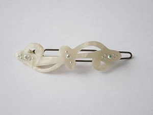 Vintage Haarclip Spange Strasssteine Kunststoff Lucite? 2,1 g/5,5 x 1,4 cm - Bild 1 von 3