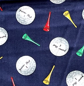 Joan Kessler for Concord Fabric Golfing Balls Tees Navy Novelty Cotton 4.5 Yards - Picture 1 of 7
