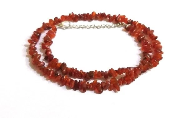 Raw Carnelian Chips Necklace: AAA Quality Beaded Choker - Image 1 of 1