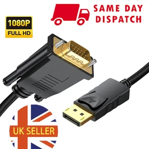 1.8m DISPLAY  Port Cable  to VGA Monitor Lead PC - Picture 1 of 7