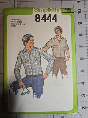 Camisa cosida vintage Simplicity para hombre patrón #8444 talla 34 y 36 SIN CORTAR Foto 1 de 2