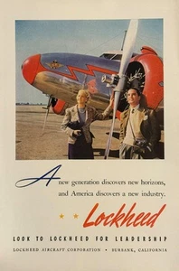 1939 Lockheed Aircraft Corporation Print Ad Leadership Plane Burbank California - Picture 1 of 2