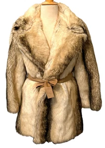 Vintage 60s Lilli Ann Faux Fur Coat Medium Hollywood Glam Costume Union Made USA - Bild 1 von 12