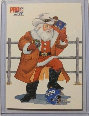 Tarjeta de Papá Noel de fútbol americano conjunto profesional 1992 impresa corta Foto 1 de 2