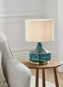 John Lewis Table Lamp Atley Metal & Glass Linen Shade - Picture 1 of 5