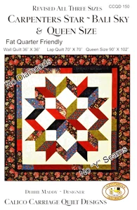 Carpenters Star - Bali Sky Quilt Pattern CCQD150, Wall Lap & Queen Sizes - Picture 1 of 2