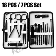 18 /7Pcs Manicure / Pedicure Set Nail Clippers Cleaner Cuticle Grooming Kit Case