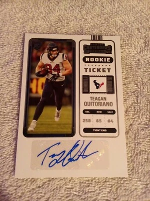 Teagan Quitoriano 2022 Panini Contenders Auto Autograph 231 Rookie Ticket Texans - Image 1 of 4