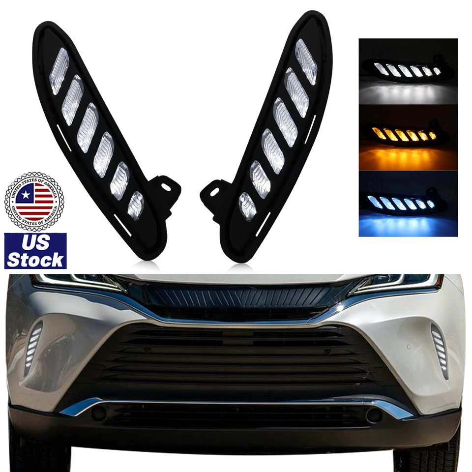 LED 日间行车灯 DRL 雾灯前保险杠适用于丰田 Venza 2021 2022 — 第 1/4 张图片