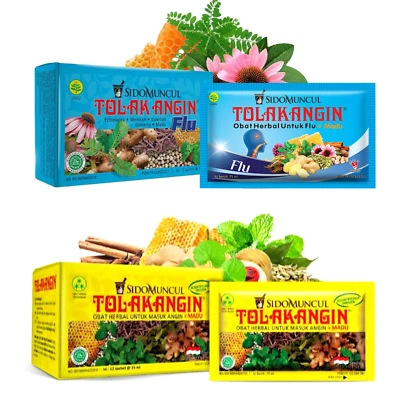 Sido Muncul Tolak Angin Original & Flu - Indonesian Herbal Syrup 12 Sachets Box