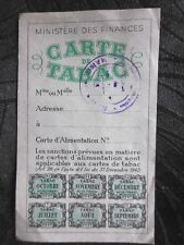 CARTE DE TABAC MINISTERE DES FINANCES CARTE D'ALIMENTATION 2 SEMESTRE 1943 ROUEN
