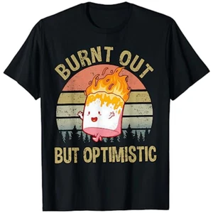 Burnt Out But Optimistic - Retro Vintage Sunset T-Shirt - Picture 1 of 2