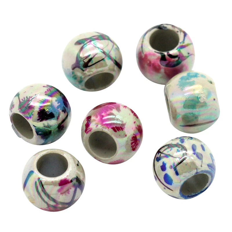 ❤ 100 x Drawbench 4mm HOLE LARGE PONY Acrylic Spacer Beads 8mm AB Colour UK ❤ - Image 1 of 1