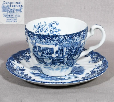 Johnson Brothers Escenas de Entrenamiento Taza Azul 2 3/4" y Platillo 5 3/4" Foto 1 de 4