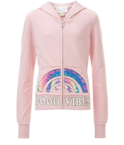 Girls Hoodie Zip Up Long Sleeve - "Good Vibes" By Glitter Girl by Esmise - Picture 1 of 10