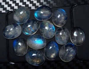 26.85 Ct Natural Rainbow Moonstone Blue Flash Loose Gemstone Oval Cabochon Lot - Picture 1 of 4