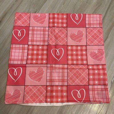 NEW 2 PACK 💗 18x18” Valentine’s Day Pillow Cover, Waterproof, Outdoor, Plaid - Image 1 of 3