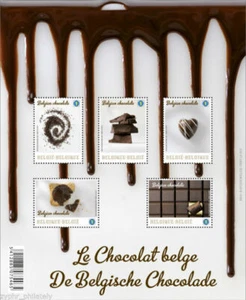 Belgium "BELGIAN CHOCOLATE" Scented + Chocolate Taste ~ Lickable Stamps MS 2013 - Picture 1 of 11