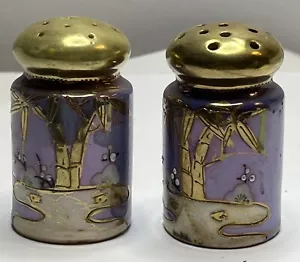 Coppia di shaker sale e pepe cloisonne vintage blu lustro orientale - Foto 1 di 14