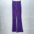 Nastygal Purple Zebra Plisse Flare Trousers Print High Waist Bnwt Y2k Uk 6