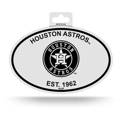 HOUSTON ASTROS BLACK AND WHITE OVAL DECAL STICKER 4"x 6" EST. 1962 BASEBALL MLB - Image 1 of 2