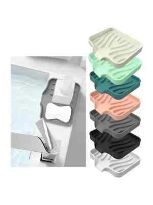 Silicone Soap Dish With Drainage Non-Slip Soap Holder Tray For Bathroom