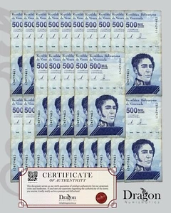 Venezuela 500 Mil Bolivar Soberano 2020 zirkuliert x 25 Stück gebraucht Konvolut COA🐉 - Bild 1 von 4