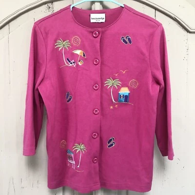 Cárdigan Breckenridge Rosa Playa Tropical Vestido Top Blusa Otoño Pequeño Mediano PM Foto 1 de 4