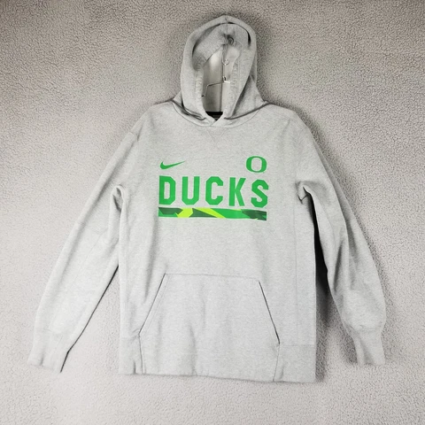 Nike Oregon Ducks Hoodie Mens Large Gray Sweatshirt Hooded Cotton Blend Cover