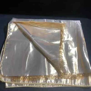 Holiday Gold Lame Fabric. Tablecloth was Cut and Frayed on one end. 50"X60" - Picture 1 of 3