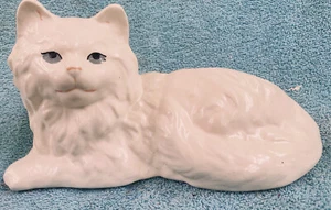 VINTAGE WEISSE PERSERKATZE ÜBERTOPF SCHÖNE BLAUE AUGEN SCHLEIFE AUF RÜCKEN SCHWERE KERAMIK - Bild 1 von 9