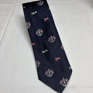 Polo Ralph Lauren Yacht Club Burgee Flag Navy Silk Tie - Picture 1 of 6