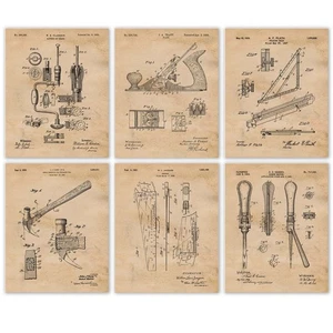 Classic Woodworking Tools Patent Prints 6 (8x10) for Home Workshop Office School - Picture 1 of 12