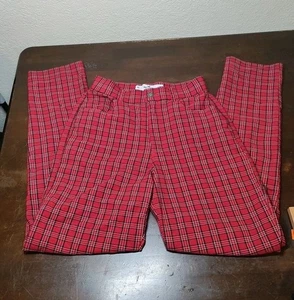 Hollister Women’s Red Plaid Ultra High-Rise Stretch Pants Size XS - Picture 1 of 7
