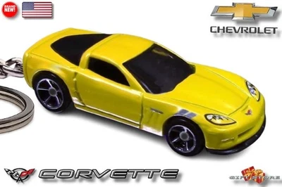 🎁🚦🆕  RARE KEY CHAIN YELLOW 2010 CHEVY CORVETTE C6 GRAND SPORT 💕NICE GIFT💕🎁 - Image 1 of 4