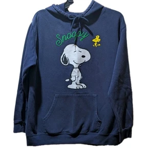 SNOOPY Felpa donna grande con cappuccio blu navy ricamata Snoopy - Foto 1 di 6