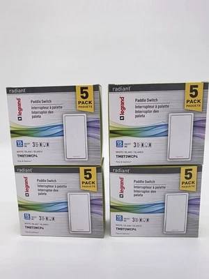 Qty 20 Legrand White Paddle Switch Pass & Seymour Radiant 15 Amp 3 Way TM873WCP4