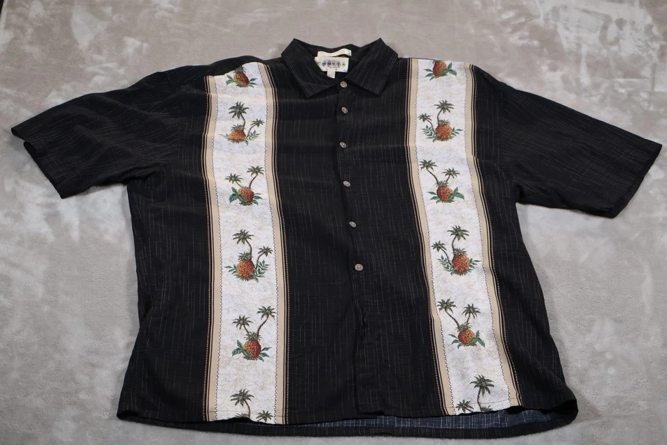 Campia Moda Shirt Mens XL Pineapple Palm Tree Embroidered Hawaiian Tropical - Image 1 of 4