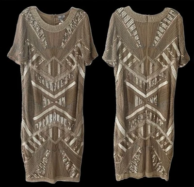 ASOS 8 beaded sequin dress GOLD evening formal cocktail HOLIDAY party NWT - Image 1 of 4