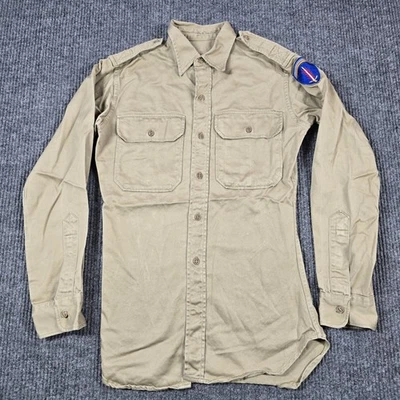 老式美国陆军空军服役衬衫男式 15x33 Chino 布贴军事二战 40 年代 — 第 1/4 张图片