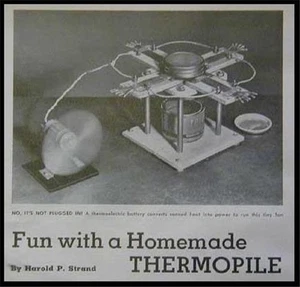 Thermophile thermoelektrische Batterie 1963 Anleitung zum Bau von Plänen Wissenschaftsmesse - Bild 1 von 2