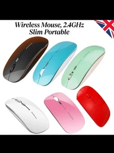 2.4GHz BLACK WIRELESS USB MOUSE SCROLL SLIM CORDLESS OPTICAL FOR MAC PC LAPTOP - Picture 1 of 18