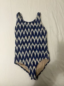 J Crew Crewcuts Swimsuit Girls 4/5T Blue Ikat One Piece Tank - Picture 1 of 6