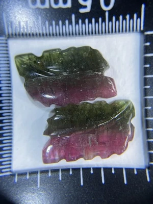 Par de turmalina tallada, rosa y verde 7,2 quilates peso total Foto 1 de 4