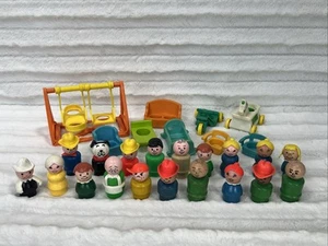 28 Pc Vintage Wood & Plastic Fisher Price Little People Figures & Accessories - Picture 1 of 11