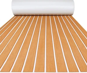 Focean EVA Foam Boat Decking Self Adhesive Brown w/ White Seams 94.5" x 15.7" - Picture 1 of 2