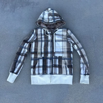 Matix Plaid Brown Size S Women Hoodie Jacket Y2K Skater Full Zip - Image 1 of 4