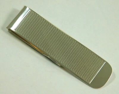 Solid Sterling Silver Hallmarked Engine Turned Money Clip New & Unused - Image 1 of 4