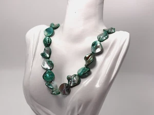 Vintage Necklace Abalone Paua Mexico Green Beaded - Picture 1 of 6